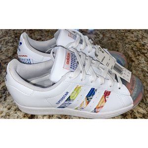 Adidas Originals Superstar Shoes New White Multicolor GX2717 Male Size 4 Unisex